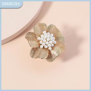 【SHANGZE4】 Big Flowers Joint Rings For Women Vintage Metal Adjustable Ring Bridal Wedding Party Jewelry Gift