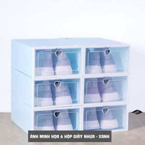 Hộp Đựng Giày Nắp Nhựa Cứng Trong Suốt Kệ Giày Lắp Ráp Dễ Dàng Size Lớn Tiện Lợi Ghép Được Thành Tủ Giày