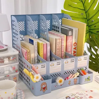 KHAY ĐỰNG TÀI LIỆU THIẾT KẾ 4 NGĂN 2 TẦNG HOẠT TIẾT DỄ THƯƠNG - GIÁ ĐỂ SÁCH DECOR BÀN LÀM VIỆC SIÊU XINH