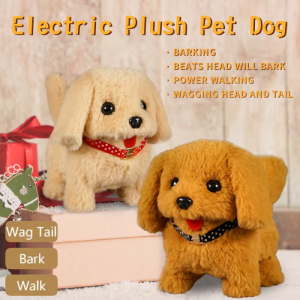 Plush Toy Electric Robot Puppy Realistic Interactive Robot Dog Toy Walking Barking Wagging Tail Stuffed Plush Pet Doll Toy