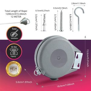 HOL Long Retractable Washing LineAdjustable and Heavy-Duty Clothesline