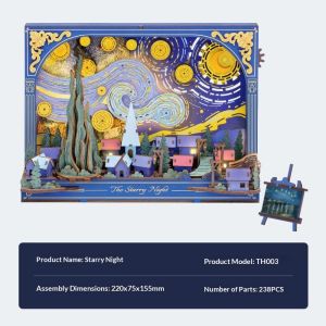 [ROWOOD Wood Art Collection] Starry Night / Golden Sunflowers / Floating Water Lilies – Van Gogh – Birthday Gift – Handmade DIY – Building Block Flowers – Wooden Creative Ornament – For Girls – ROKR robotime