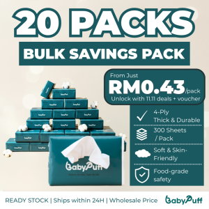 BabyPuff 20 Packs Facial Tissue 4 Ply Soft Tissue Paper for Home and Office Use Gentle on Skin