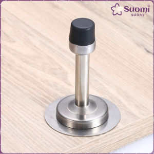 Suomi Stainless Steel Rubber Door Stopper Free Punching Wall Mounted Silver Black Door Stopper