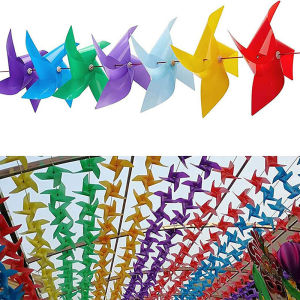 500pcs Windmill Toys + 30M Wire Rope + Complete Fitting Waterproof Damage Resistant Plastic Garden Windmill Decor Set Outdoor Hanging Ornament