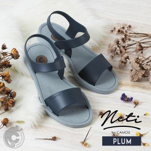 Camou Sandal Sepatu Wanita Tali Belakang Branded Kondangan Polos Anti Slip Camau Neti Pumpkin