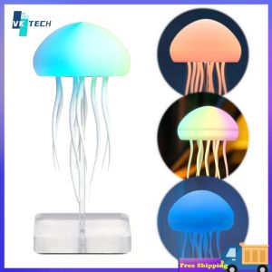 [ VKTECH ] Colorful Jellyfish LED Fairy Lights with Base Cute Jellyfish Desk Lamp for Kids Room and Living Space Lighting