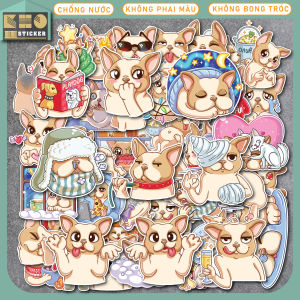 Combo 50 Sticker Bull Dog chống nước sticker dán laptop điện thoại đàn guitar mũ bảo hiểm vali.