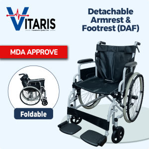 [Same-Day Delivery] Foldable Detachable Armrest and Footrest (DAF) Lightweight Wheelchair