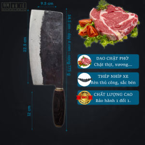 Dao phở dao chặt THÉP bản to nhíp xe (dao pha dao chặt vịt dao chặt xương) NHÍP 100% - Dao nhà bếp Đồ Tể - Đa Sỹ - HL13