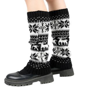 YUNLILI Foot Cover Christmas Snow Leg Warmers Soft Warm Calf Socks Short Crochet Knitted Boot Sock Sleeves Women