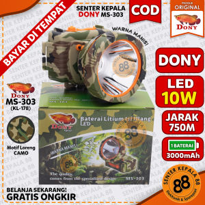 Senter Kepala Dony KL-178 KL 178 / MS-303 Motif Loreng 10 watt 10W Jarak Cahaya Hingga 750 meter
