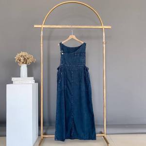 Overall Jeans Wanita Jumbo Asimetris Overall Denim Rok Kodok Jumpuit Model Terbaru