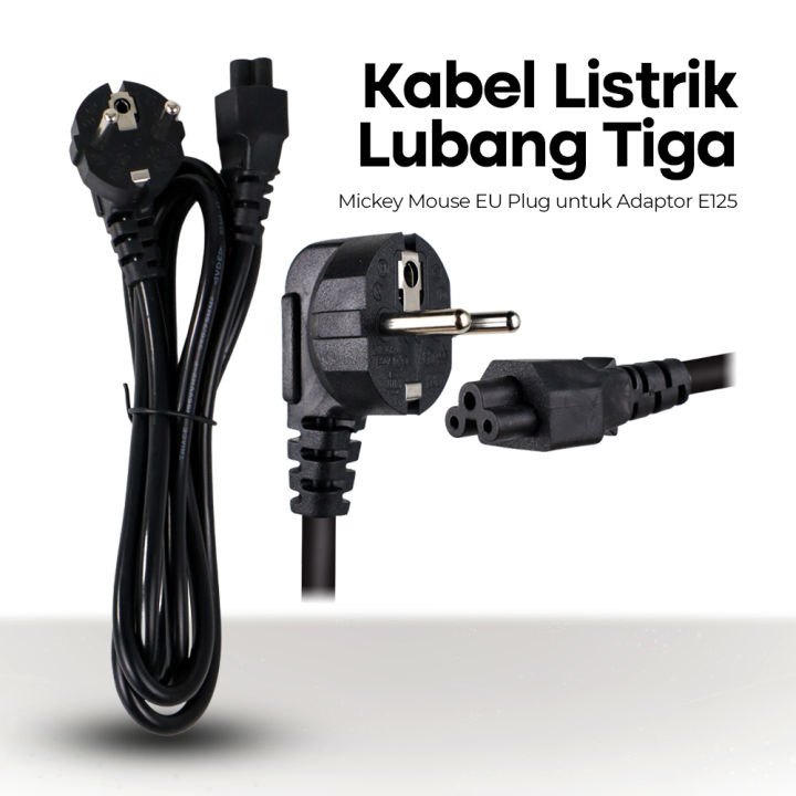 Kabel Listrik Lubang Tiga Mickey Mouse EU Plug untuk Adaptor 150 cm ...