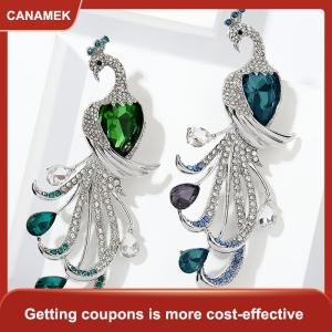 【CANAMEK 】 Fashion Exquisite Peacock Rhinestone Brooch For Women Clothing Coat Accessories Gifts