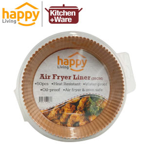 Happy Living Food-Grade Air Fryer Special Parchment Paper Liners 50 Pcs | Oil-Absorbing Paper | Kitchen Paper Pad | 16cm / 20cm