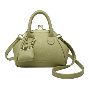 Women Satchel Bag Retro Crossbody Bag Kiss Lock Shoulder Bag PU Leather Top Handle Handbag for Everyday Work