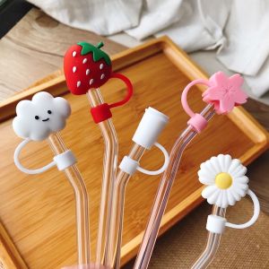 Creative Silicone Straw Plug Reusable Drinking Dust Cap Glass Cup Accessories Cartoon Plugs Tips Cover