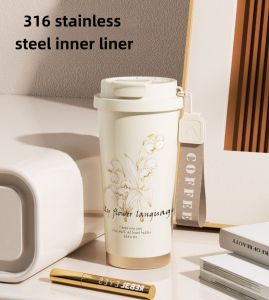 Insulated cup with 316 stainless steel inner liner coffee cup insulated cup for girls with high appearance ins straw water cup