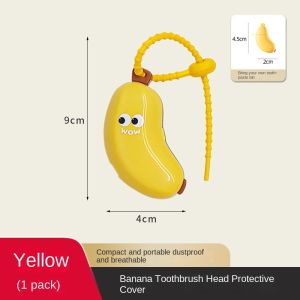 2-in-1 Mini Banana Toothbrush Toothpaste Storage Box Portable Travel Dust Cover Protective Cover