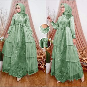 GAMIS CELLINE / BRUKAT MEWAH / BAJU LEBARAN / GAUN PESTA / PAKAIAN WANITA / BUSANA MUSLIM