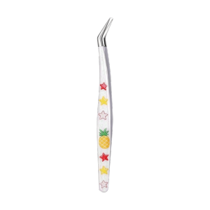 BHYJGD Curved Tip Scrapbook Tweezers Glitter Resin Handle Stainless Steel Curved Tip Tweezers Handmade Tool Fine Point Craft Tweezers DIY Craft