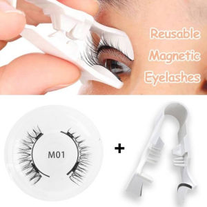 Lorzi 1 Pairs Magnetic Eyelashes With Clip Reusable Natural Eyelashes No Glue Safety 3D Eyelash Extension Set