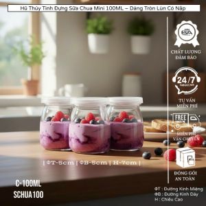Bộ 12 Hũ Thuỷ Tinh Đựng Sữa Chua In Hình Cute 100 ML