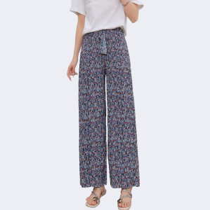 Summer fashion floral pattern wrinkle womens casual pants ice silk fabric comfortable and silky.
