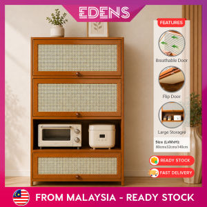 EDENS 4 Tier Bamboo Almari Penyimpanan Bookself Organizer Rak Buku Display Kitchen Cabinet Household Storage Rack Sideboard - Fulfilled by Edens