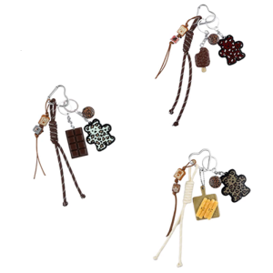 Braided Rope Keychain Bear Chocolate Ice Cream Bag Pendant Charm Fashion Bag Accessories for HandbagBackpack Decors