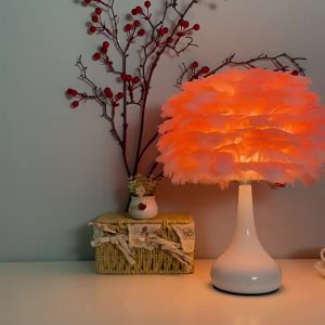 Feather table lamp bedside lamp for the bedroom Nordic style creating a warm atmosphere ins Trendy night light feather-shaped with adjustable brightness