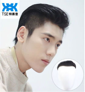 TSE Hair Line Wigs Forehead Wig Piece Men Hair Piece Biological Scalp - RW07 - Hand-Woven Human Hair - Short Length - Can be Hot Dyed - Hair Volume & Gray Hair Coverage