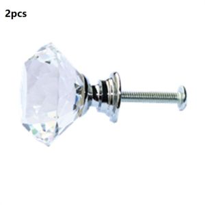 2pcs Tarikan Knop Laci Kristal 40mm Crystal Knob Handel Pintu Lemari Kristal Berlian Handle Dengan Baut