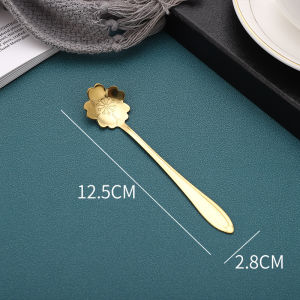 5pcs Stainless steel Sakura Rose Spoon gold Coffee Mixing Spoon Dessert Spoon