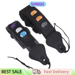 SHNGki Adjustable Electric Guitar Strap With 3 Guitar Picks Holders PU Leather Ends Acoustic Guitar Bass Strap Belt Accessories