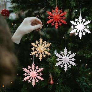 [COD] zhangyuqing 6Pcs Christmas Glitter Snowflake Ornaments Plastic Snowflake Decorations For Christmas Tree New Year Holiday Party Decor