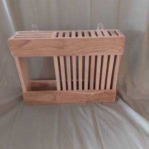 ที่เสียบมีด ที่เสียบมีดระแนง ที่เสียบมีดระแนงโมเดิร์น ที่เสียบไม้สัก สำเร็จรูปพร้อมตะขอแขวน 2 จุด งานไม้สัก