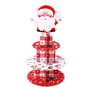 MUSCLEX Ông già Noel Giá đỡ bánh cupcake chủ đề Giáng sinh Chủ đề Giáng sinh Trang trí bàn tiệc Giáng sinh Tháp tráng miệng Kawaii Giá đỡ bánh cupcake Tiệc Giáng Sinh