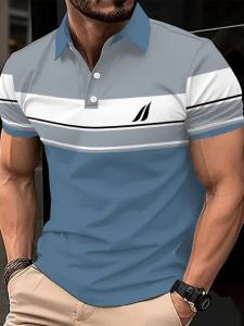 Jeans Fritz Color Block Striped Polo Shirt For Men Short Sleeve Regular Fit Breathable Casual Summer Top COD Fast Delivery