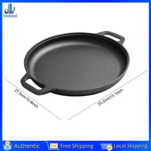 [Vodool Home Mall] 28/30/33/35CM  Iron Skillet Pan with Dual Handles Non-Stick Round Griddle For Crepes And Pizza Steak Pork Chicken Cooking Pot Kitchen Outdoor BBQ Grill