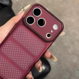 Cooling Ultra Slim Heat Dissipation Mesh Case For iPhone 17 16 15 14 13 12 11 Pro Max Plus Camera Protect Frosted TPU Soft Cover