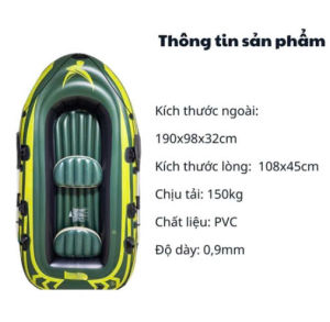 Thuyền Bơm Hơi 2 Người Siêu Dày Dặn Tải 150kg kèm Mái Chèo Xuồng Hơi Câu Cá Dã Ngoại Chèo Thuyền Trên Sông