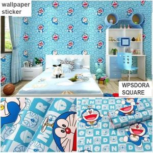 Wallpaper Stiker DORA3MON SQUARE RSticker Dinding Kamar Tidur Anak Ruang Tamu Dekor Rumah Cafe