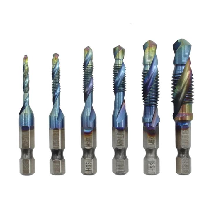 6Pcs Metric Thread Tapping Tool 1/4" Hex Shank Fluted Screw Thread ...
