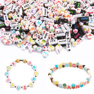 50-100 Cái/túi Nhựa Hỗn Hợp Acrylic Spacer Hạt Chuỗi Hạt Chữ Cái Bảng Chữ Cái Để Làm Trang Sức Vòng Tay Tự Làm Thủ Công Phụ Kiện Thủ Công