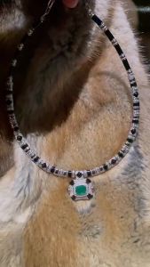 ZOCA Luxury 925 Sterling Silver Black Enamel Created Emerald Necklaces For Women Fine Jewelry