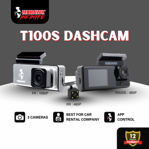 Mohawk T100S Dashcam 3 Channel Car Camera (Front+Inside+Rear) Grab Car Driver Safety Video Recorder
