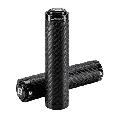 ROCKBROS Bicycle Grip Universal PU Leather Ergonomics Soft Comfortable Bike Handlebar Carbon Pattern Anti Slip Bicycle Accessories