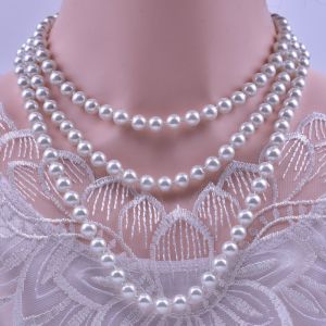 TIZHAN 150cm Long Imitation Pearl Necklace Ladies Multilayer Long Chain Sweater Chain Kalung Necklace Beads